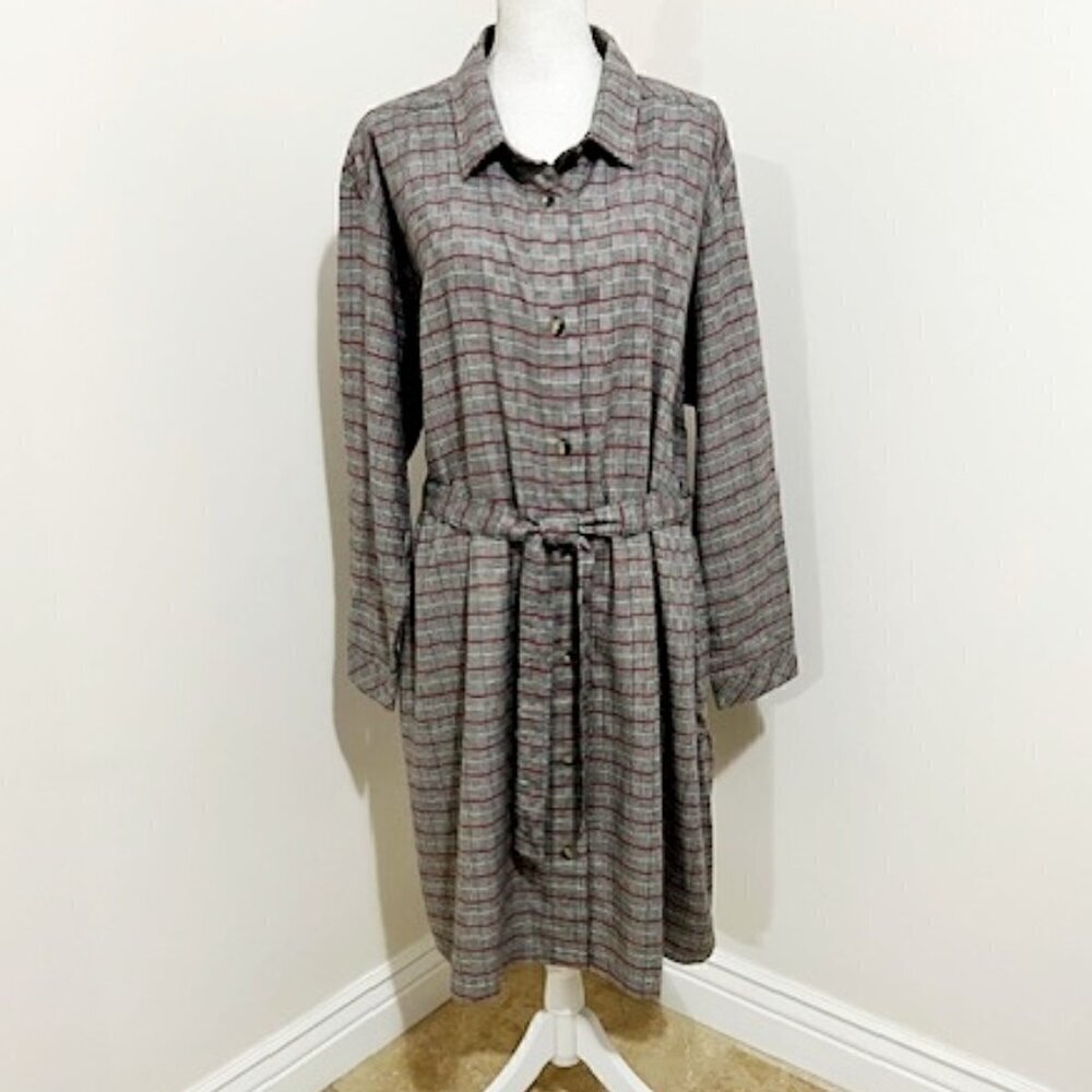 Columbia Holly Hideaway Plaid Flannel Dress Gray & Red Size 3X